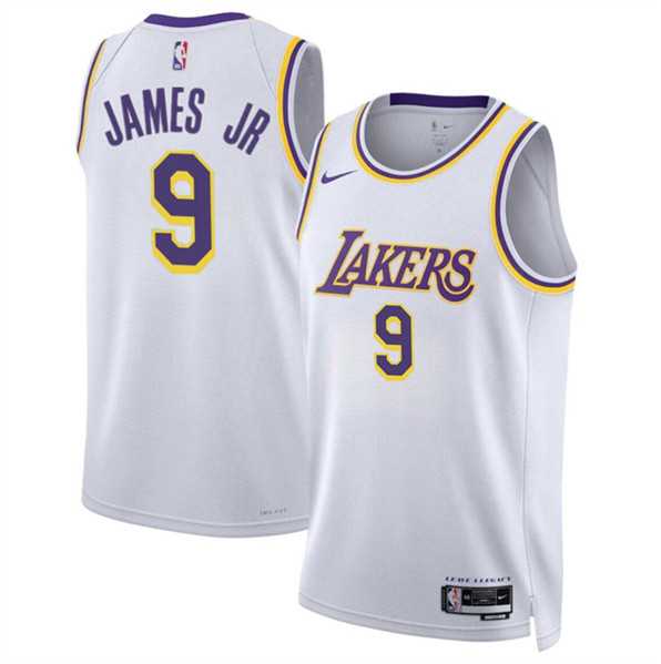 Men%27s Los Angeles Lakers #9 Bronny James Jr. White 2024 Draft Association Edition Stitched Basketball Jersey Dzhi